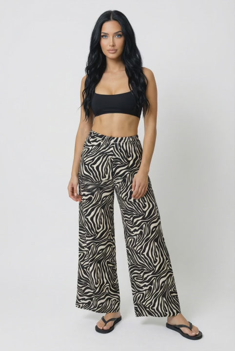 Zebra Flow Wide-Leg Pants