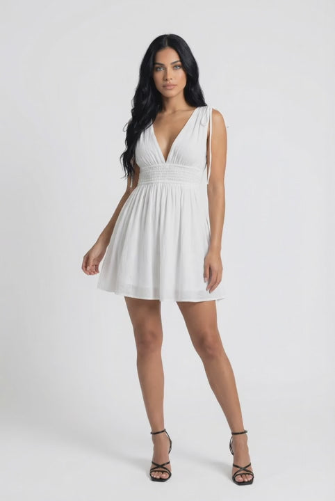 Ocean Whisper V-Neck Dress