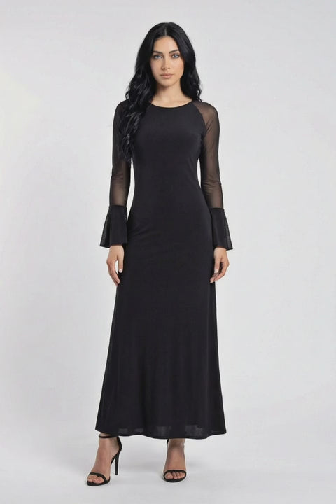 Midnight Mesh Sleeves Dress