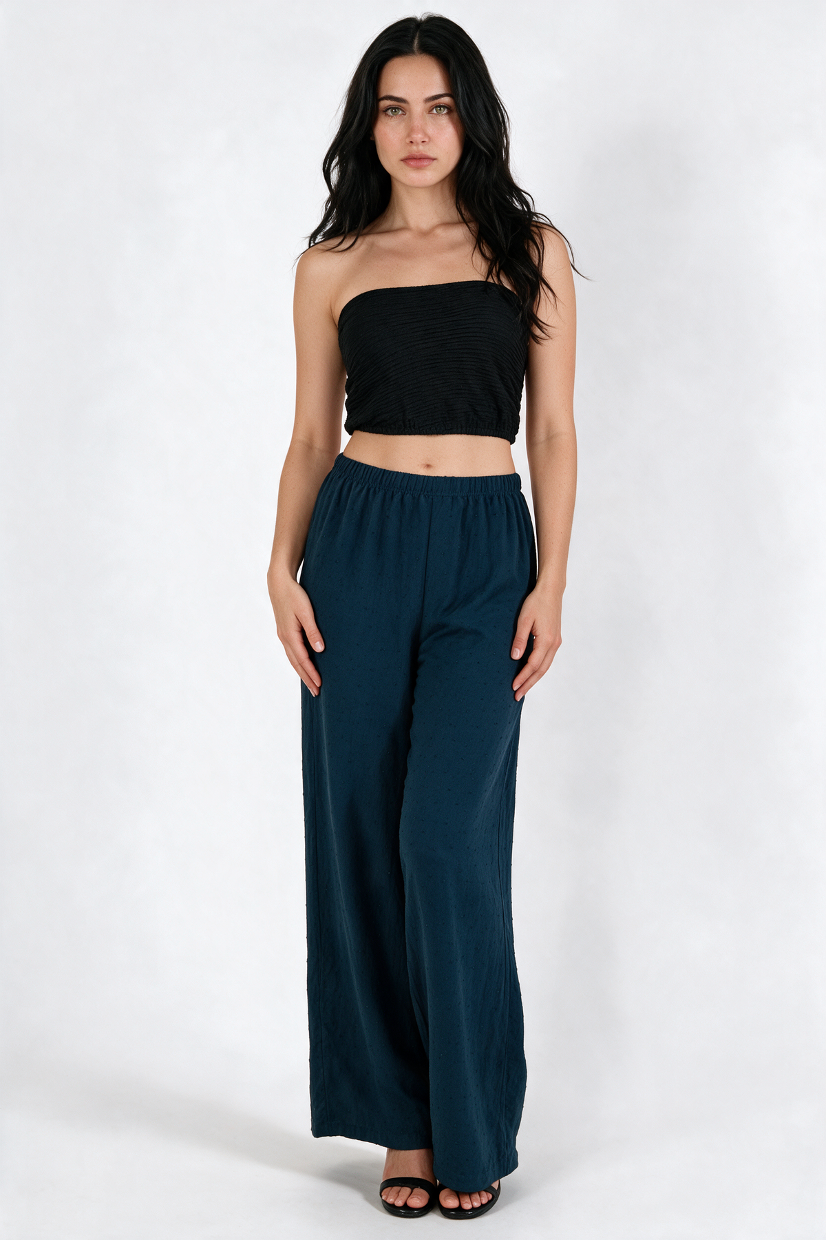 Sunbeam Textured Pants - Petrol Blue - front